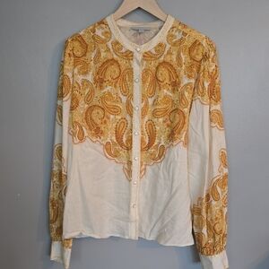Ryegrass Paisley Print Button-Up Blouse